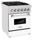 ZLINE 24 in. 2.8 cu. ft. Legacy Dual Fuel Range with 4 Burner Gas Cooktop and Electric Convection Oven in Satin Stainless Steel and White Matte Door (RAS-WM-24)