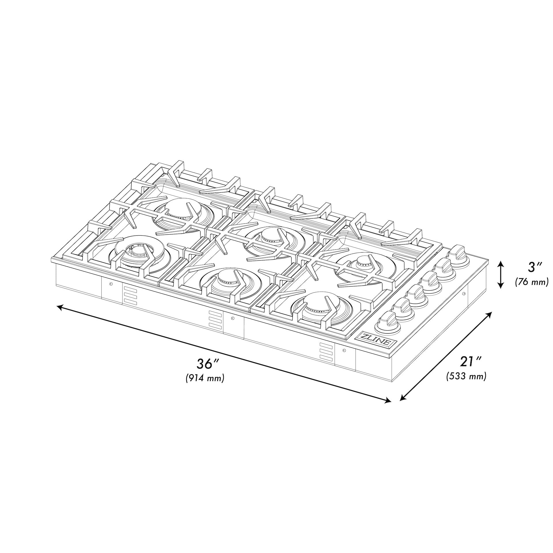 ZLINE Dropin Cooktop in Stainless Steel (Gas) (RC36)