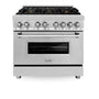 ZLINE 36 in. 4.6 cu. ft. Legacy Dual Fuel Range with Gas Cooktop and Electric Convection Oven in Stainless Steel with 6 Brass Burners (RA-BR-36)