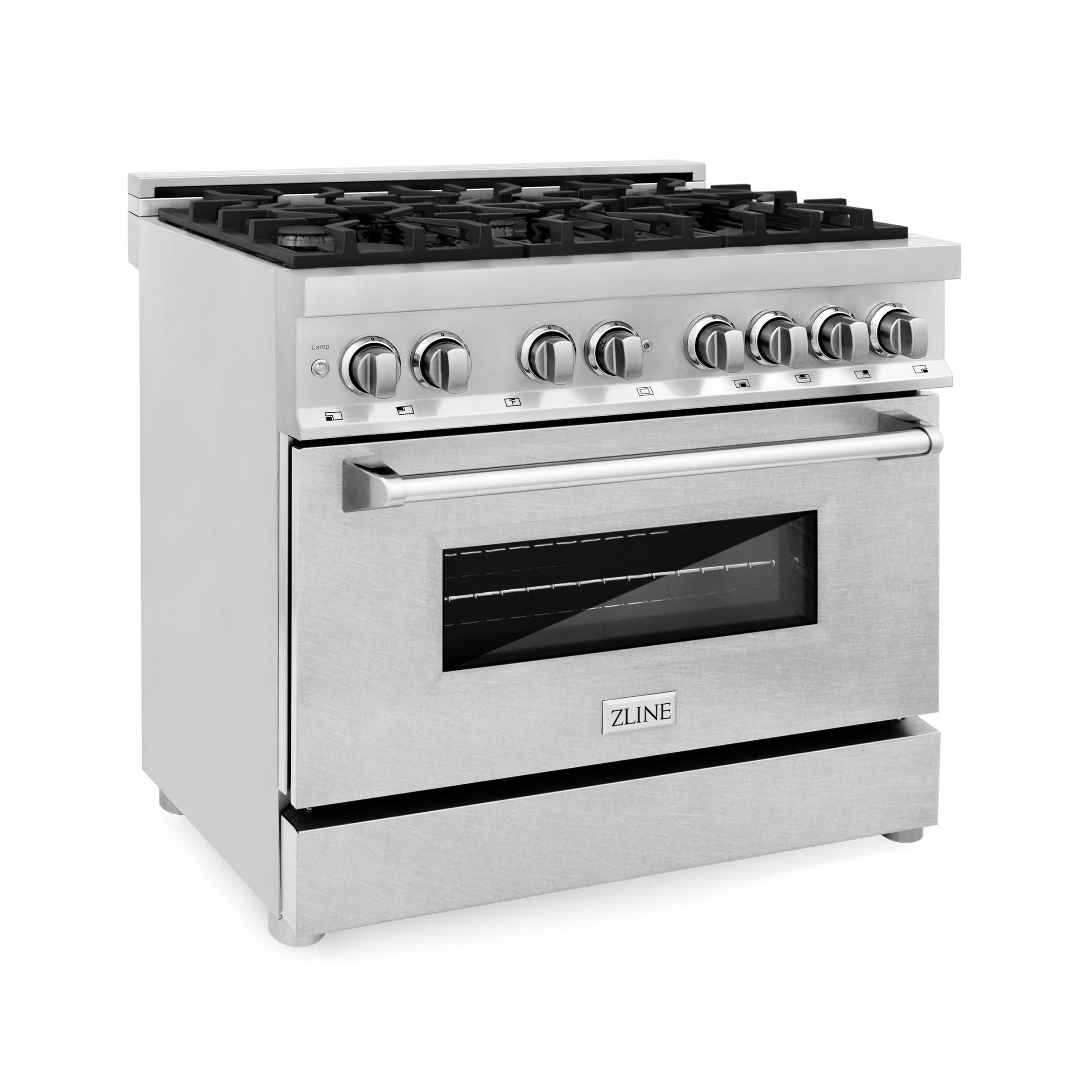 ZLINE 36 in. 4.6 cu. ft. Legacy Dual Fuel Range with 6 Burner Gas Cooktop and Electric Convection Oven in Stainless Steel with Satin Stainless Steel Door (RA-SN-36)