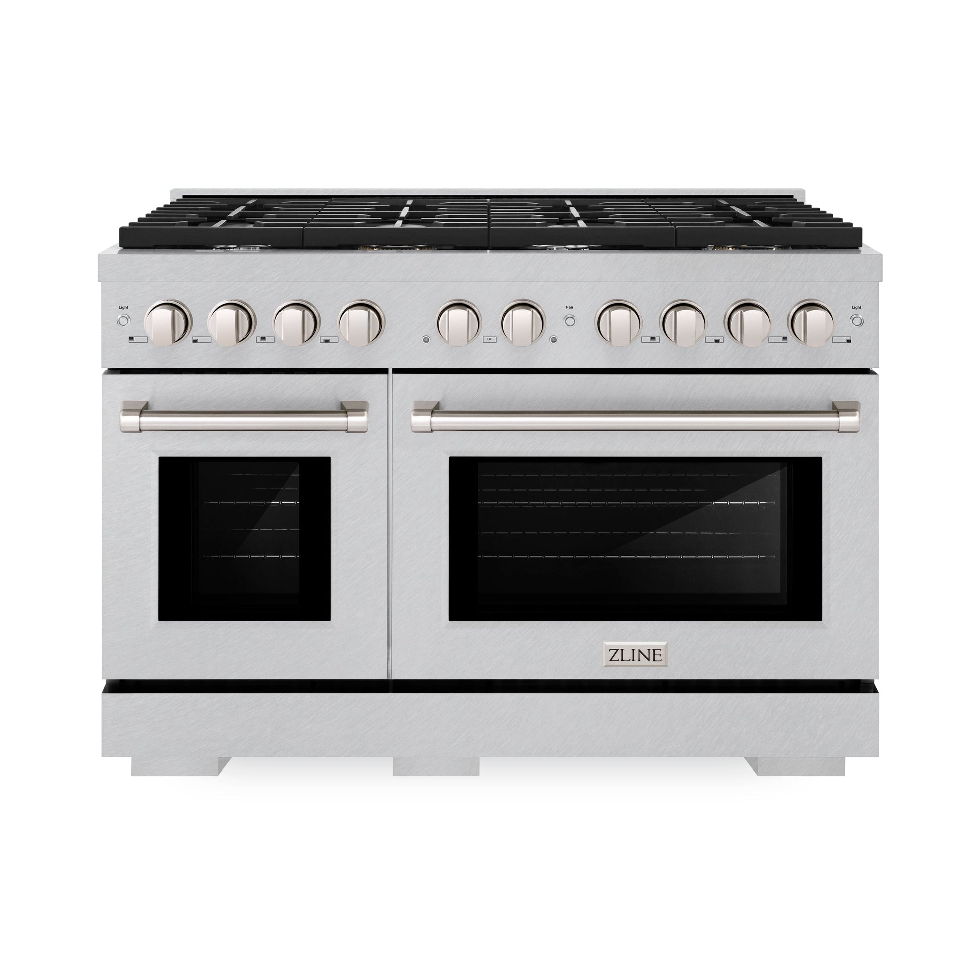 ZLINE 48 in. 6.7 cu. ft. Paramount Double Oven Gas Range with 8 Burner Cooktop in Satin Stainless Steel (SGRS-48)