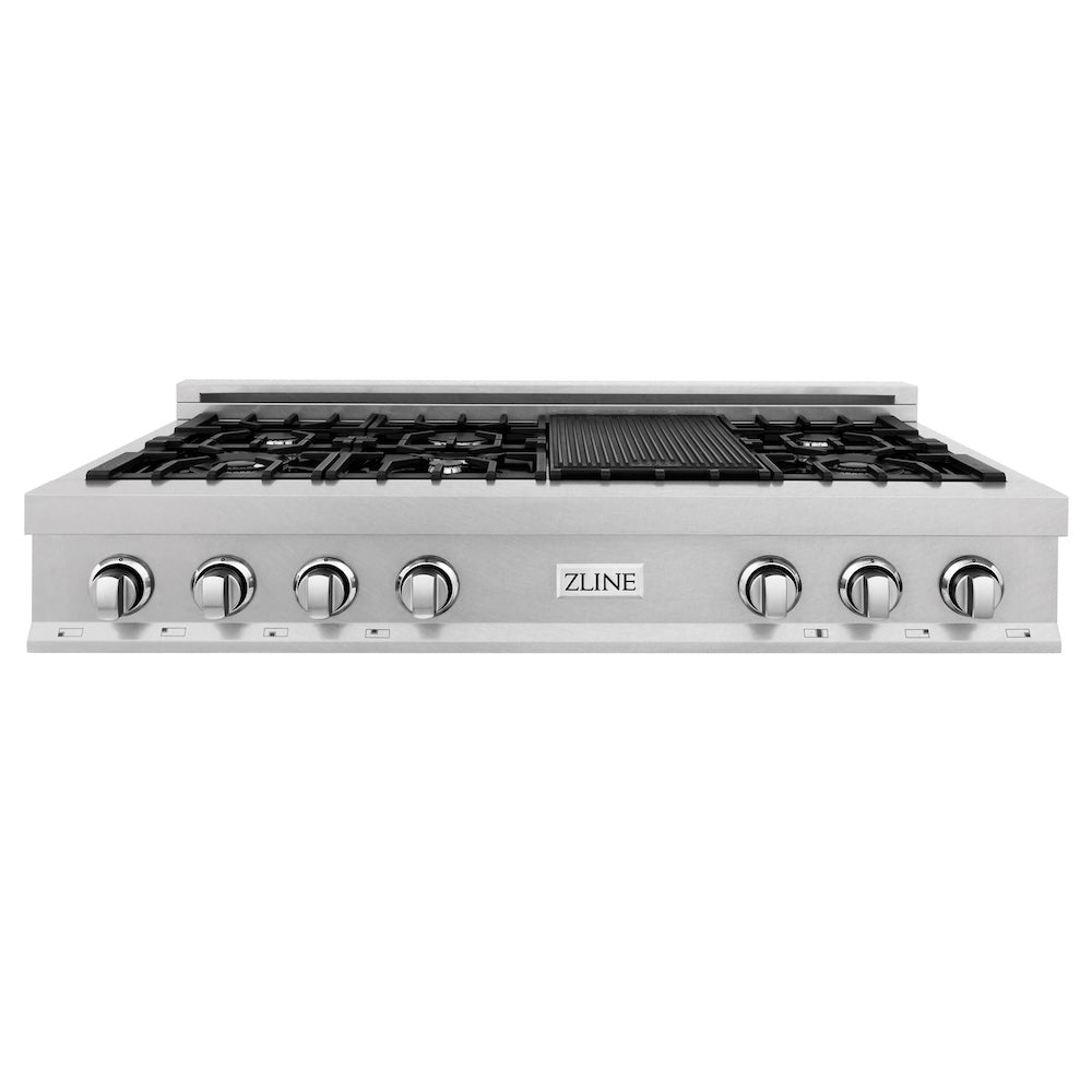 ZLINE 48 in. Legacy Gas Rangetop with 7 Burners and Porcelain Cooktop in DuraSnow® Stainless Steel (RTS-48)