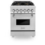 ZLINE 24 in. 2.8 cu. ft. Legacy Dual Fuel Range with Gas Cooktop and Electric Convection Oven in Stainless Steel with 4 Brass Burners (RA-BR-24)