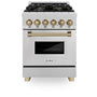 ZLINE Autograph Edition 24 in. 2.8 cu. ft. Legacy Dual Fuel Range with 4 Burner Gas Cooktop and Electric Convection Oven in Stainless Steel