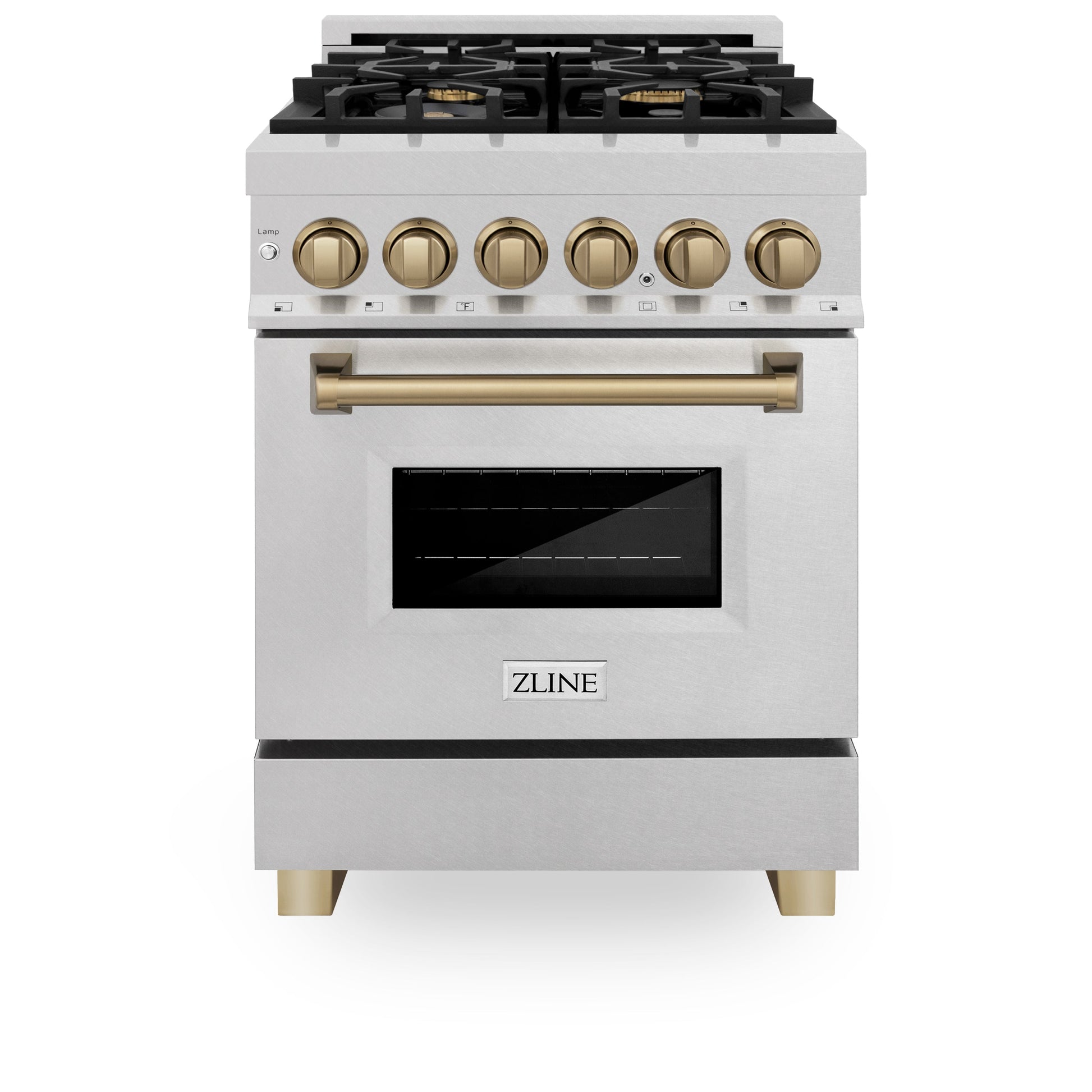 ZLINE Autograph Edition 24 in. 2.8 cu. ft. Legacy Dual Fuel Range with 4 Burner Gas Cooktop and Electric Convection Oven in Stainless Steel
