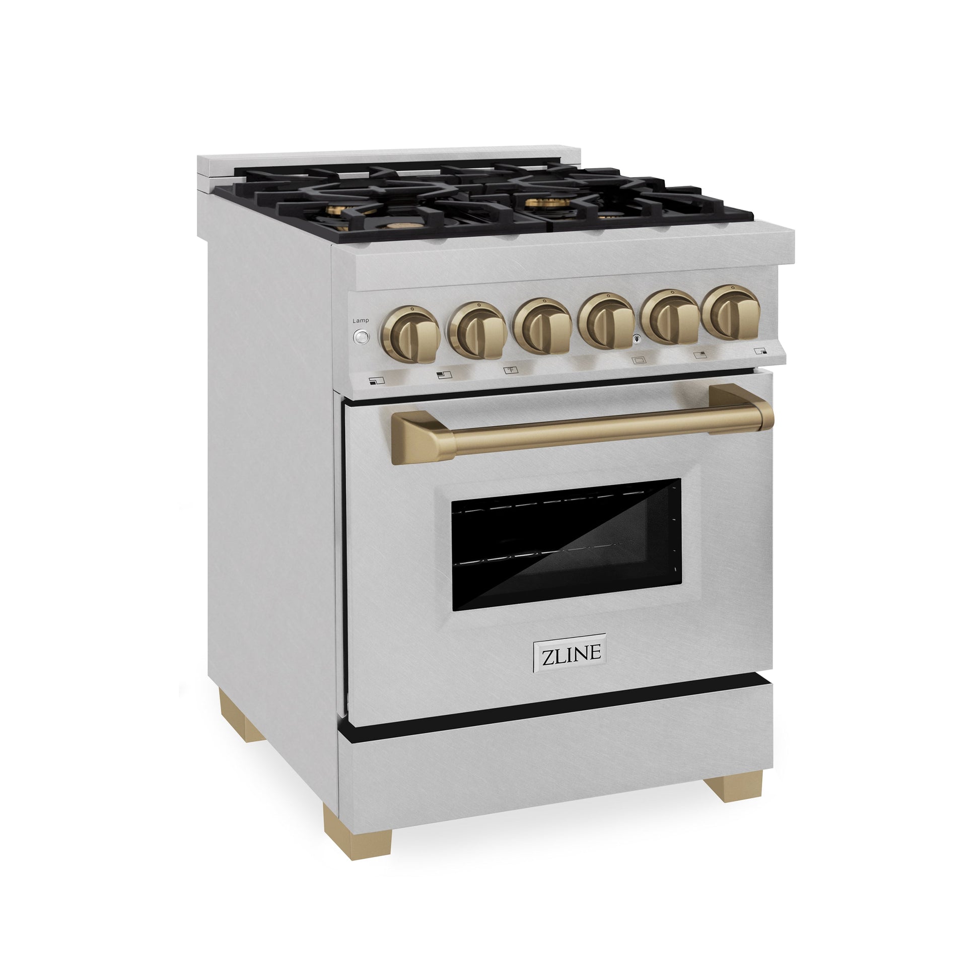 ZLINE Autograph Edition 24 in. 2.8 cu. ft. Legacy Dual Fuel Range with 4 Burner Gas Cooktop and Electric Convection Oven in Stainless Steel