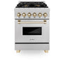 ZLINE Autograph Edition 24 in. 2.8 cu. ft. Legacy Dual Fuel Range with 4 Burner Gas Cooktop and Electric Convection Oven in Stainless Steel
