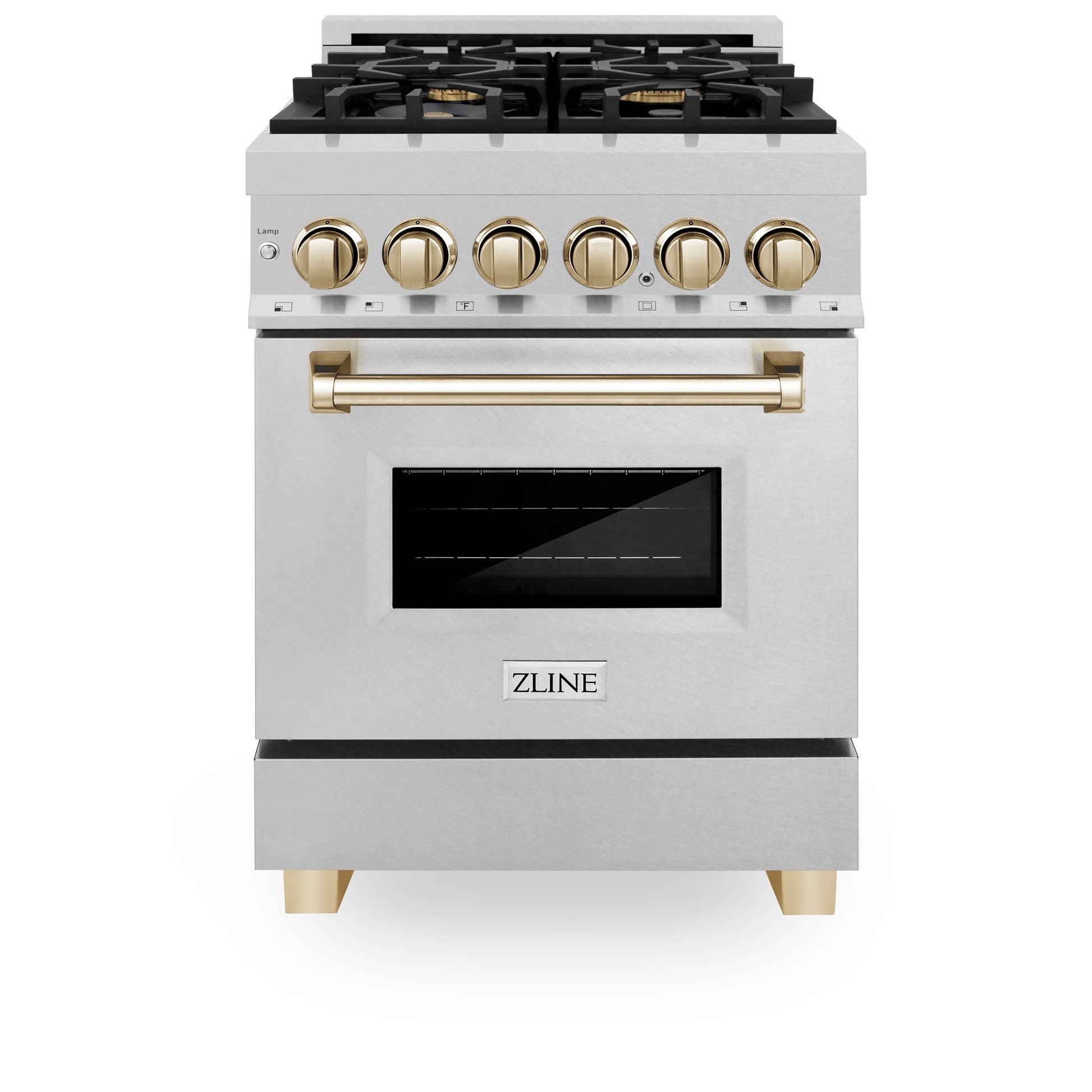 ZLINE Autograph Edition 24 in. 2.8 cu. ft. Legacy Dual Fuel Range with 4 Burner Gas Cooktop and Electric Convection Oven in Stainless Steel