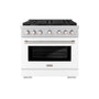 ZLINE 36 in. 5.2 cu. ft. Paramount Gas Range with 6 Burner Cooktop and Convection Gas Oven in Stainless Steel with White Matte Door (SGR-WM-36)