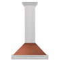 ZLINE 30 in. Convertible Fingerprint Resistant Satin Stainless Steel Range Hood with Copper Shell and Stainless Steel Handle (KB4SNX-C-30)