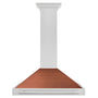ZLINE 36 in. Convertible Fingerprint Resistant Satin Stainless Steel Range Hood with Copper Shell and Stainless Steel Handle (KB4SNX-C-36)