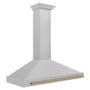 ZLINE Autograph Edition 48 in. Convertible Satin Stainless Steel Wall Mount Range Hood with Champagne Bronze Handle (KB4SNZ-48-CB)