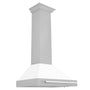 ZLINE 30 in. Convertible Satin Stainless Steel Wall Mount Range Hood with White Matte Shell and Stainless Steel Handle (KB4SNX-WM-30)