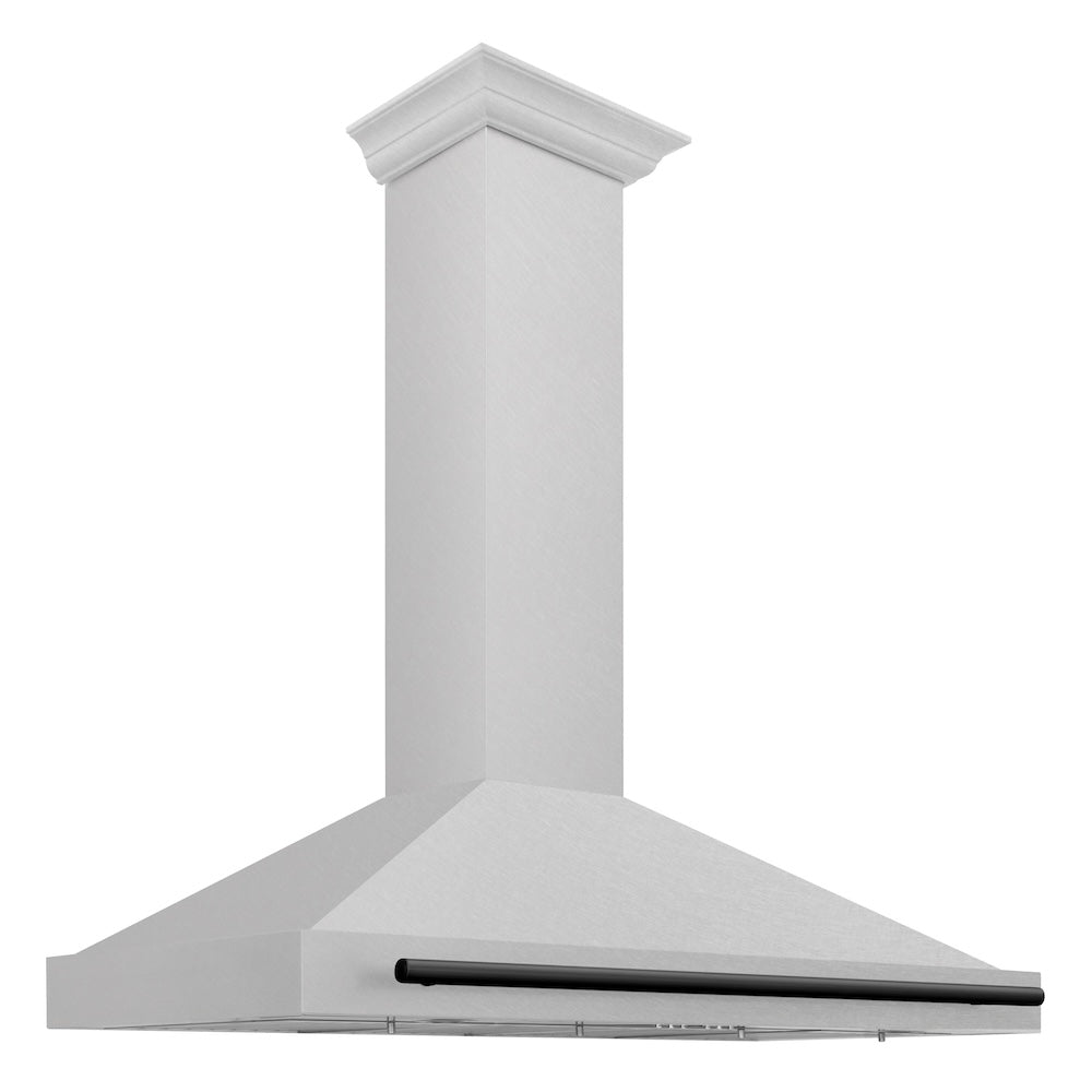 ZLINE Autograph Edition 48 in. Convertible Satin Stainless Steel Wall Mount Range Hood with Matte Black Handle (KB4SNZ-48-MB)