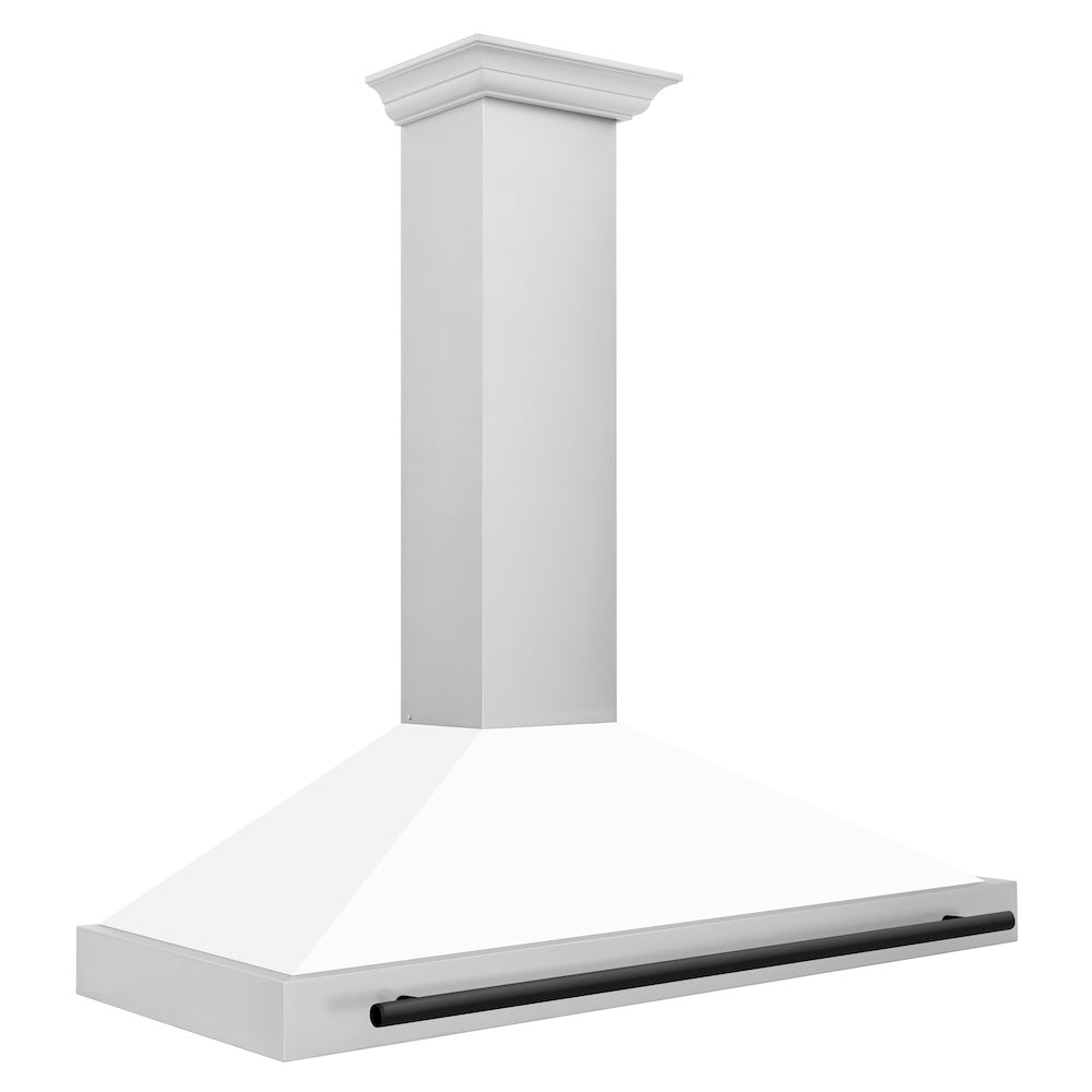 ZLINE 48 in. Autograph Edition Convertible Stainless Steel Range Hood with White Matte Shell and Matte Black Accents (KB4STZ-WM48-MB)