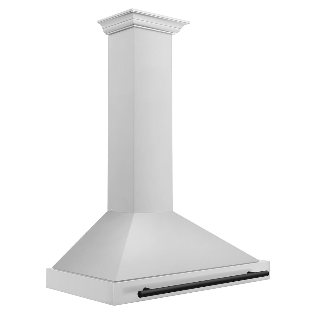 ZLINE 36 in.Autograph Edition Convertible Stainless Steel Range Hood with Stainless Steel Shell and Matte Black Accents (KB4STZ-36-MB)