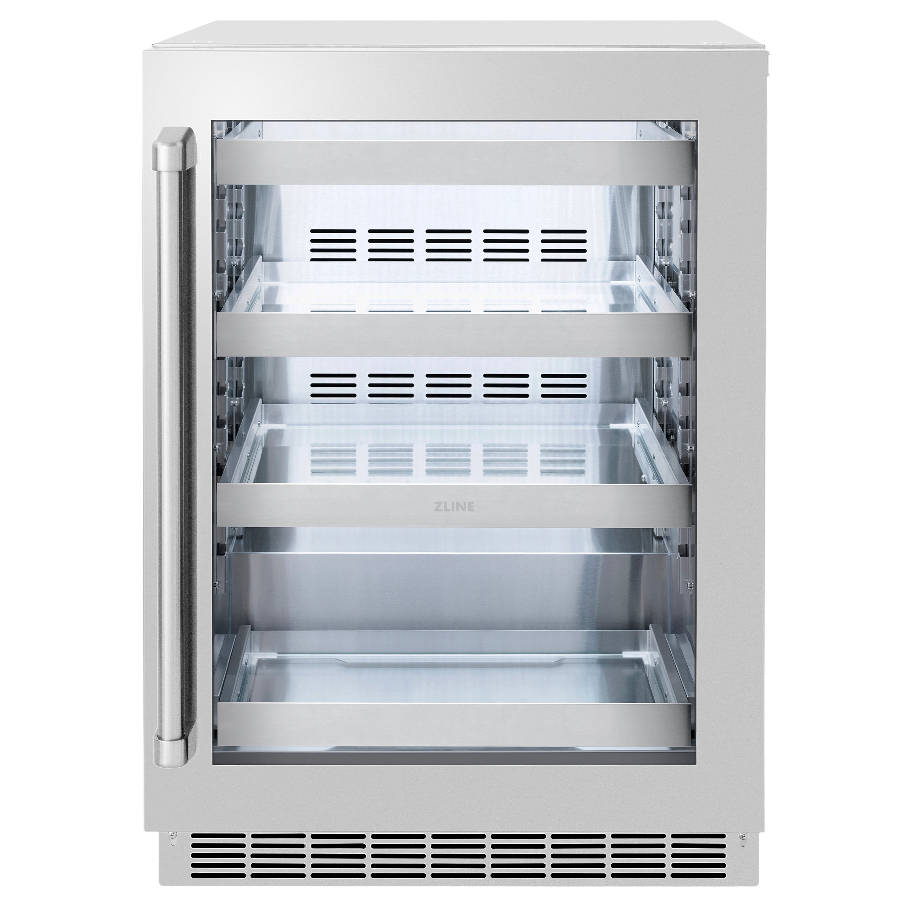 ZLINE 24 in. Touchstone 151 Can Beverage Fridge With Stainless Steel Glass Door (RBSO-GS-24)