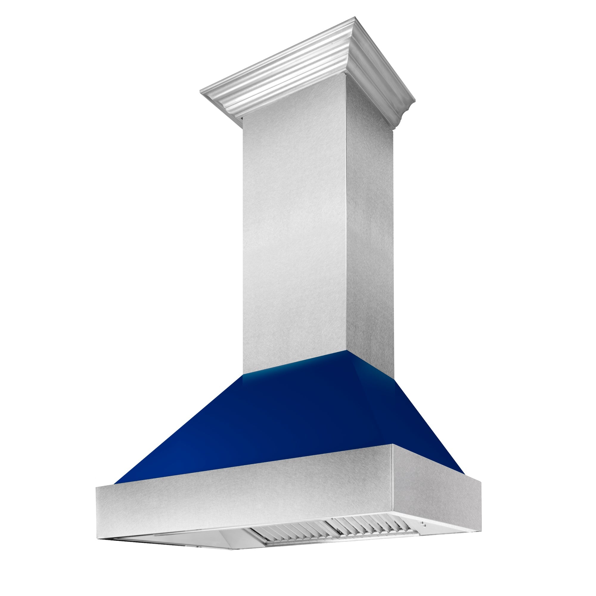 30" Ducted Fingerprint Resistant Stainless Steel Range Hood with Blue Gloss Shell (8654BG-30)