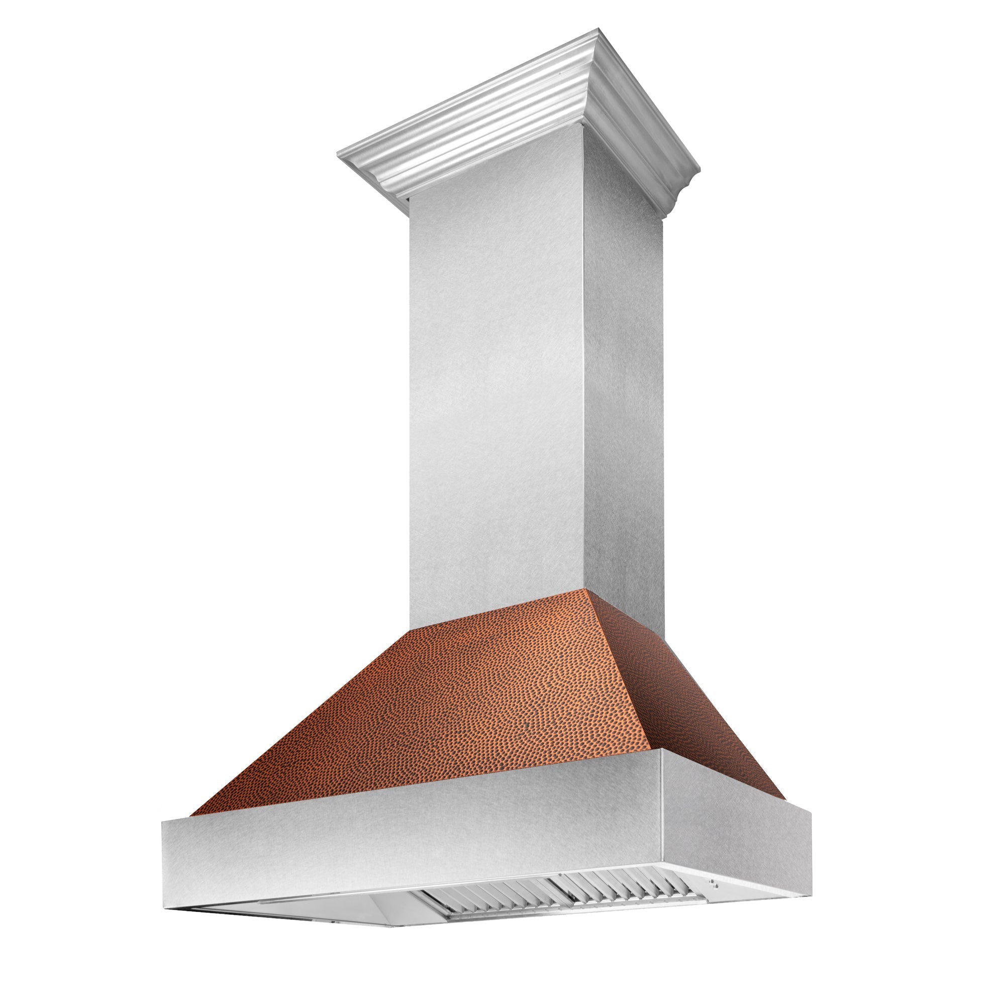 36" Ducted Fingerprint Resistant Stainless Steel Range Hood with Hand-Hammered Copper Shell (8654HH-36)