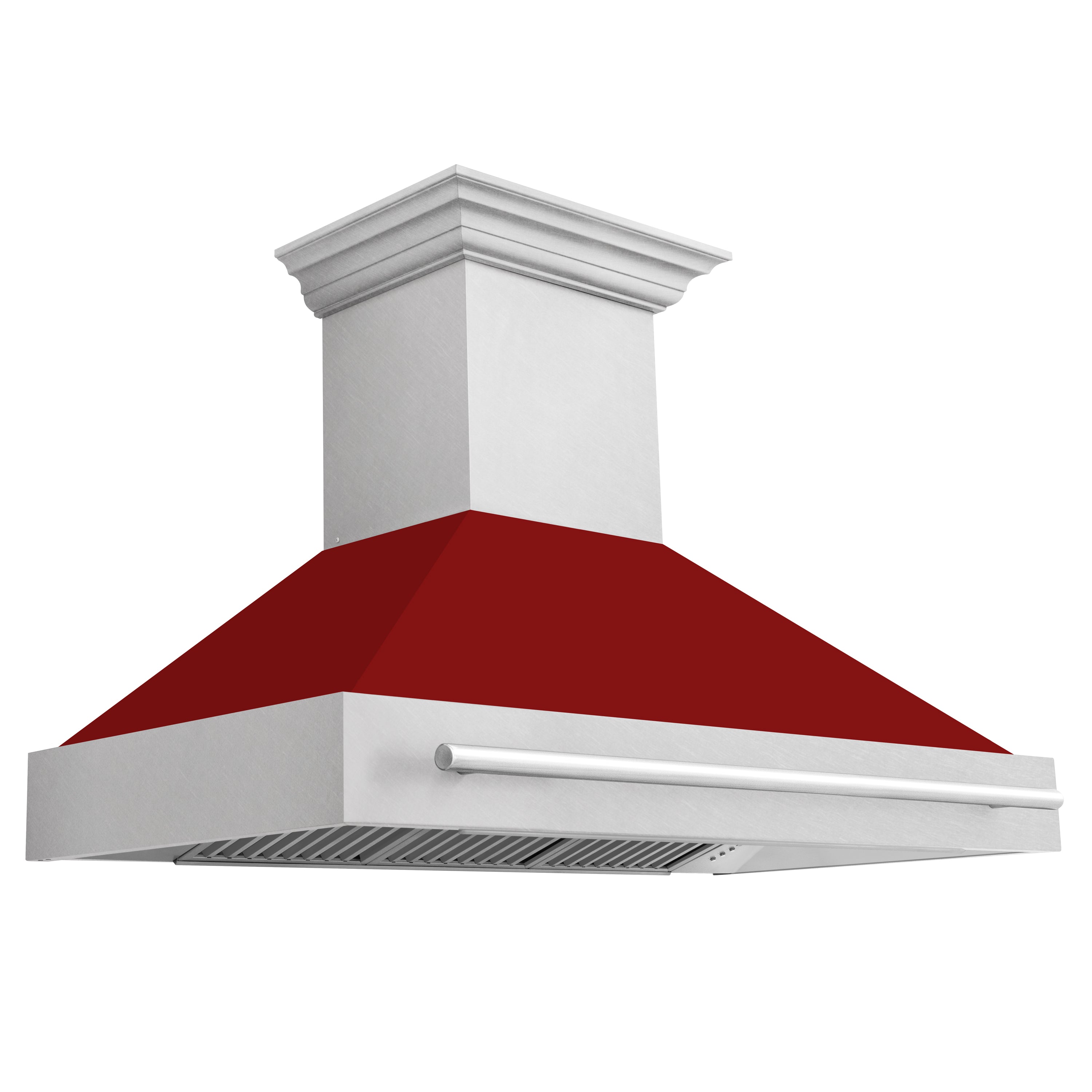 ZLINE 48" Fingerprint Resistant Stainless Steel Range Hood with Red Gloss Shell (8654SNX-RG48)
