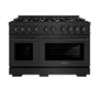 ZLINE 48 in. 6.7 cu. ft. Select Double Oven Dual Fuel Range with 8 Burner Gas Cooktop in Black Stainless Steel (HDRB-48)