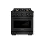 ZLINE 30 in. 4.2 cu. ft. Select Gas Range with Convection Gas Oven in Black Stainless Steel with 4 Brass Burners (HGRB-BR-30)