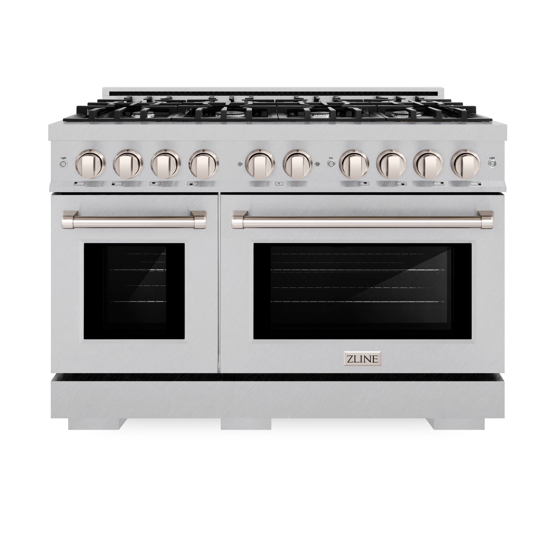 ZLINE 48 in. 6.7 cu. ft. Select Double Oven Dual Fuel Range with 8 Burner Gas Cooktop in Satin Stainless Steel (HDRS-48)