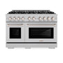 ZLINE 48 in. 6.7 cu. ft. Select Double Oven Dual Fuel Range with 8 Burner Gas Cooktop in Satin Stainless Steel (HDRS-48)