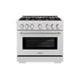 ZLINE 36 in. 5.2 cu. ft. Select Gas Range with 6 Burner Cooktop and Convection Gas Oven in Satin Stainless Steel (HGRS-36)