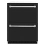 ZLINE 24 in. Touchstone 168 Can Outdoor-Rated Dual Refrigerator Drawer with Black Matte Doors (RDSO-BLM-24)
