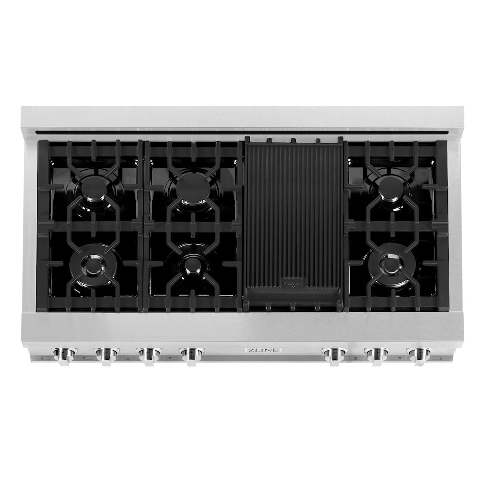 ZLINE 48 in. Legacy Gas Rangetop with 7 Burners and Porcelain Cooktop in DuraSnow® Stainless Steel (RTS-48)