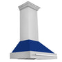 ZLINE 36" Stainless Steel Range Hood with Blue Gloss Shell and Stainless Steel Handle (8654STX-BG-36)