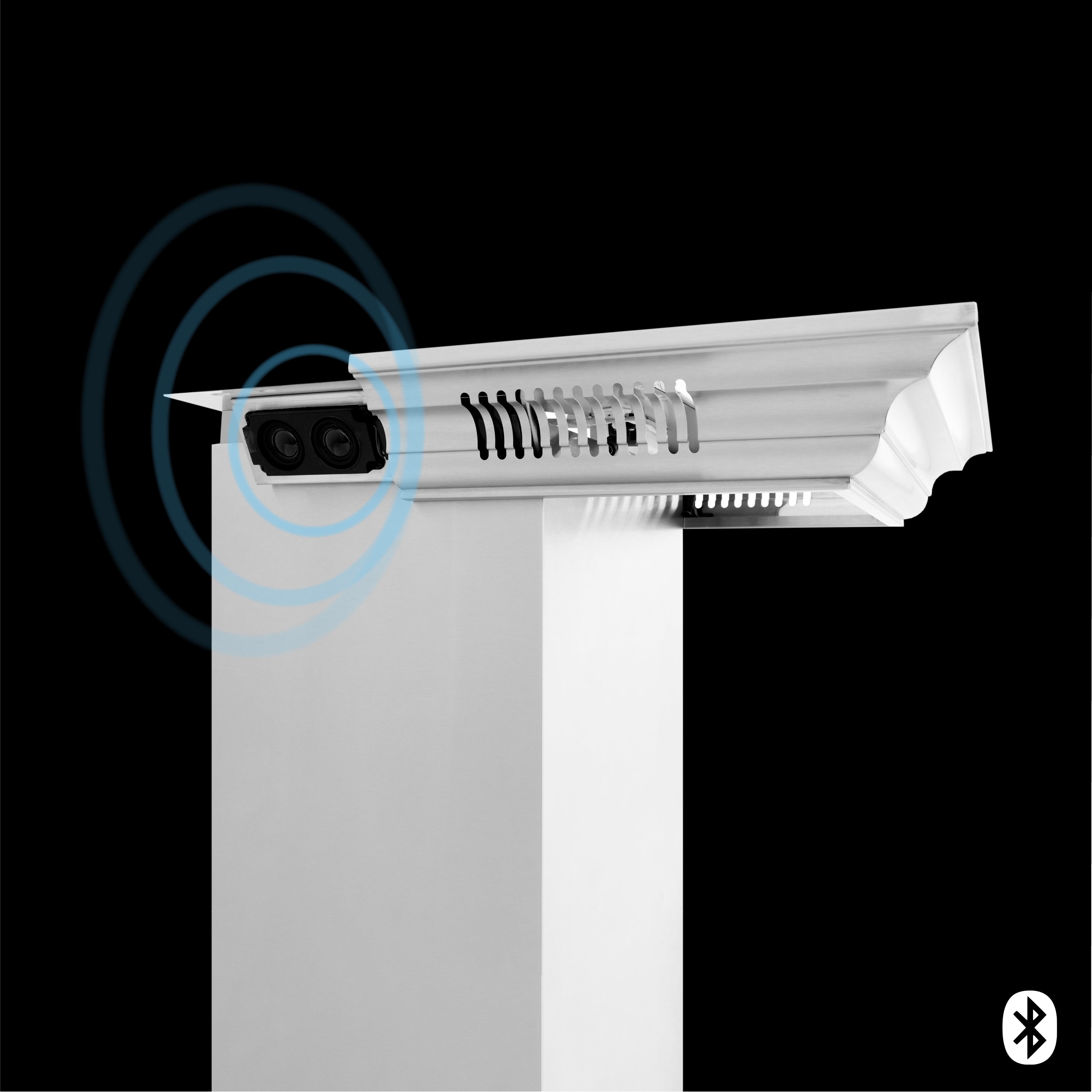 30" ZLINE CrownSound™Ducted Vent Wall Mount Range Hood in Stainless Steel with Built-in Bluetooth Speakers (KZCRN-BT-30)