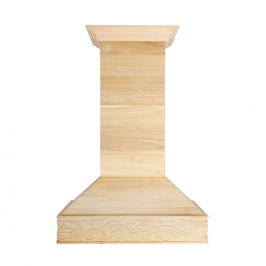 ZLINE 36 in. Ducted Wooden Island Mount Range Hood in Unfinished Wooden (9373UF-36)