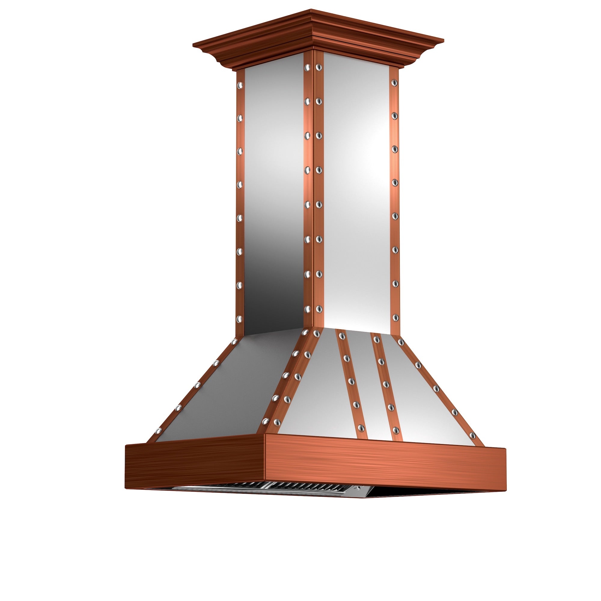ZLINE 36 in. Designer Series Satin Stainless Steel Island Mount Range Hood with Copper Trim (655i-SCCCS-36)