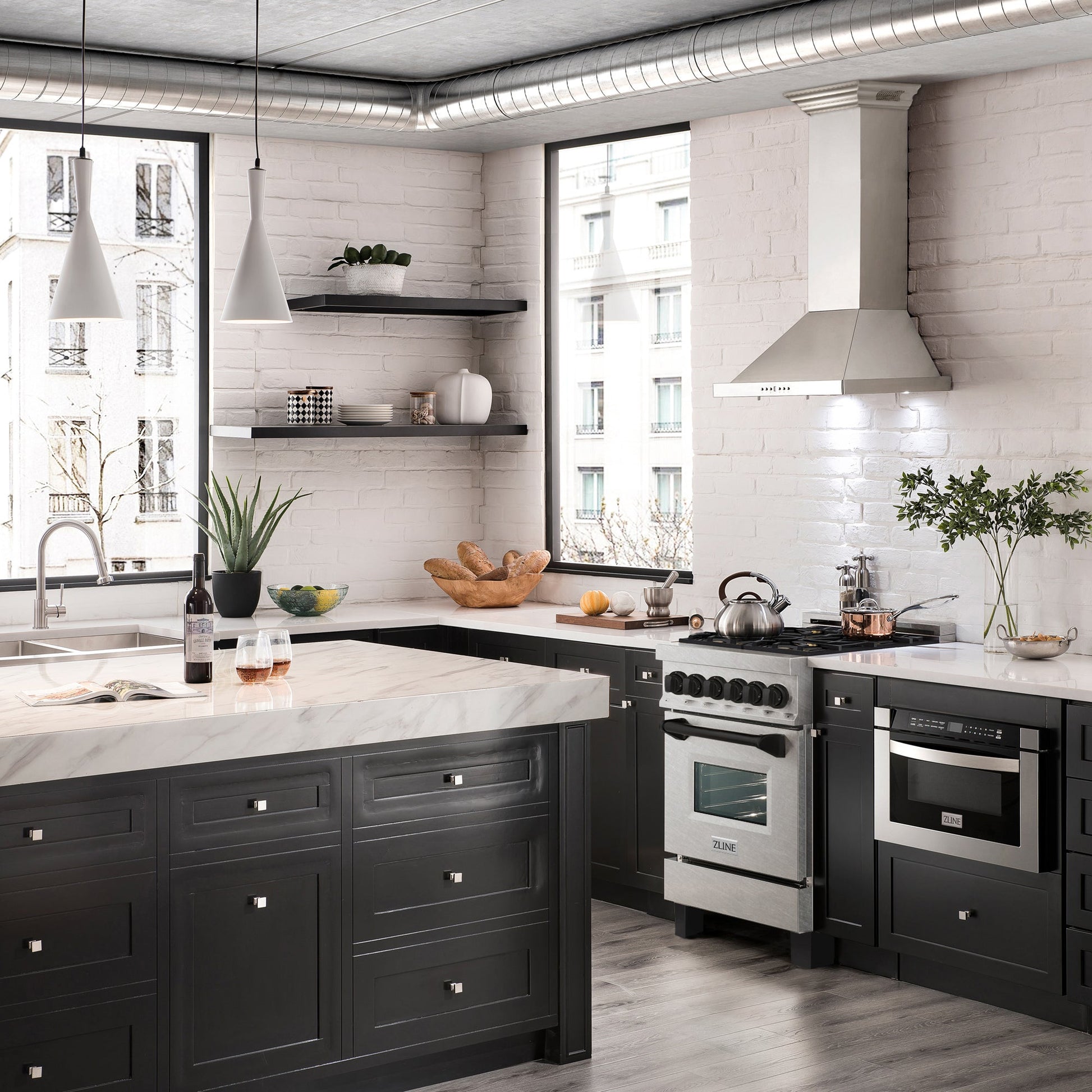 ZLINE Autograph Edition 24 in. 2.8 cu. ft. Legacy Dual Fuel Range with 4 Burner Gas Cooktop and Electric Convection Oven in Stainless Steel
