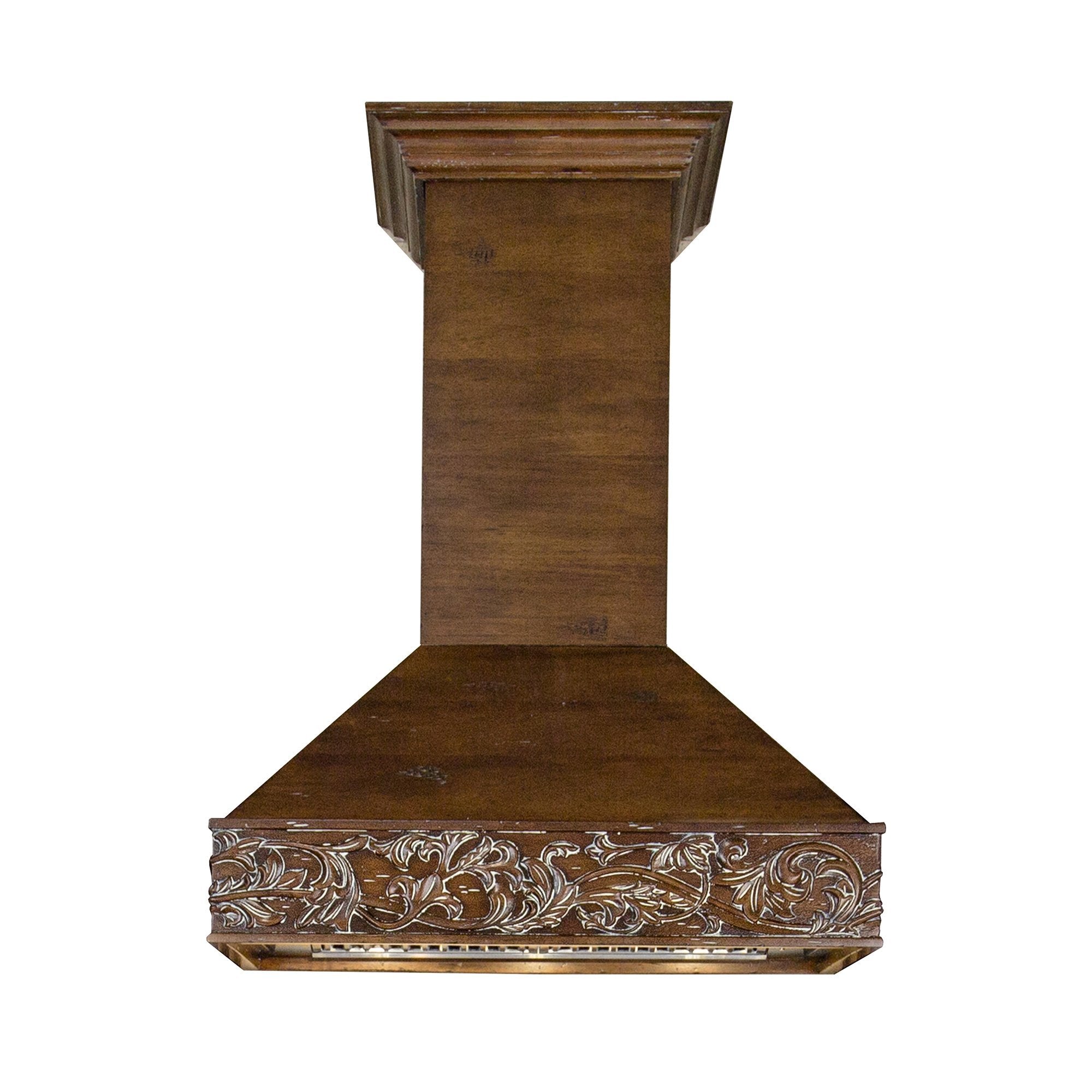 ZLINE 36" Ducted Wooden Wall Mount Range Hood with Dual Remote Blower in Walnut (373RR-RD-36)